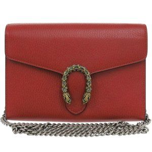 Gucci Dionysus Chain Wallet 401231 Leather Red Shoulder Bag 0828GUCCI